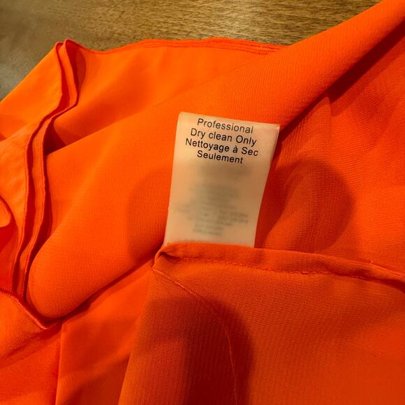 Alice + Olivia Silk Halter Backless Mini Dress Asymmetrical Ruffle Orange Sz Med - Picture 12 of 13